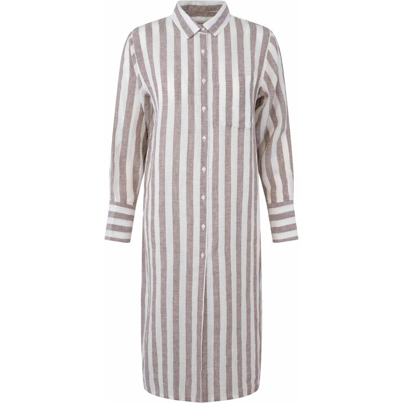 Close to my heart Thelma midi linen dress Shirt dress Taupe Stripe